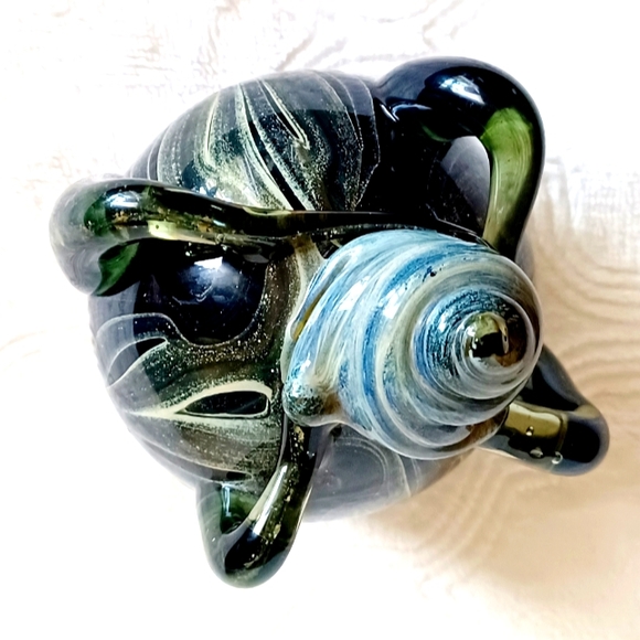 *Vintage Abstract Surrealistic Hand Blow Art Glass Paperweight Round Offi… - Picture 5 of 8